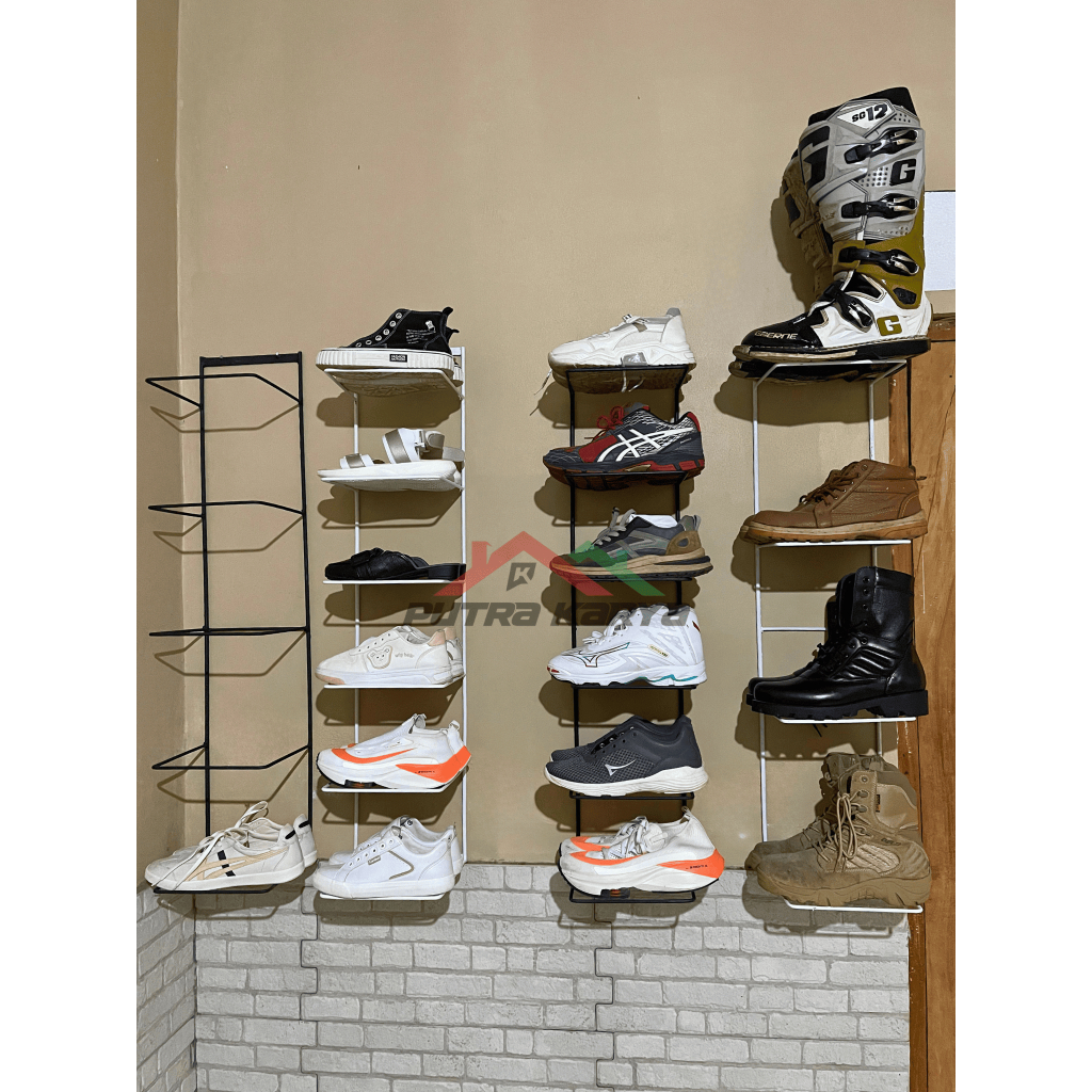 Jual RAK SUSUN GANTUNG SEPATU TEMPEL DINDING MINIMALIS / RAK SANDAL ...
