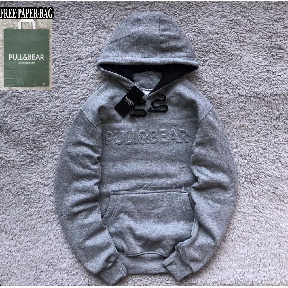 Jual { FREE PAPER BAG } Hoodie Sweater Pull & Bear Emboss 3D Font ...