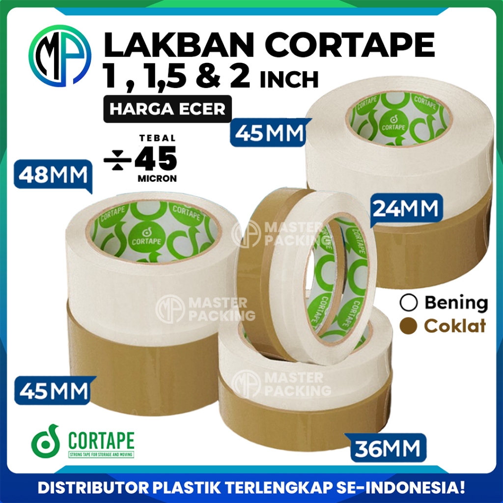 Jual Lakban Cortape Bening dan Coklat 1inch / 2inch x 45mm 48mm x ...