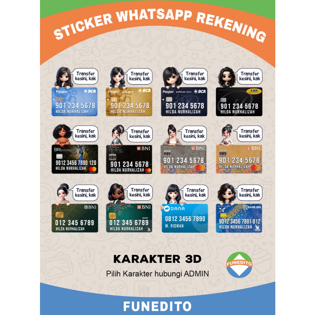Jual Stiker Whatsapp Rekening Bank dan E-wallet Animasi | Shopee Indonesia