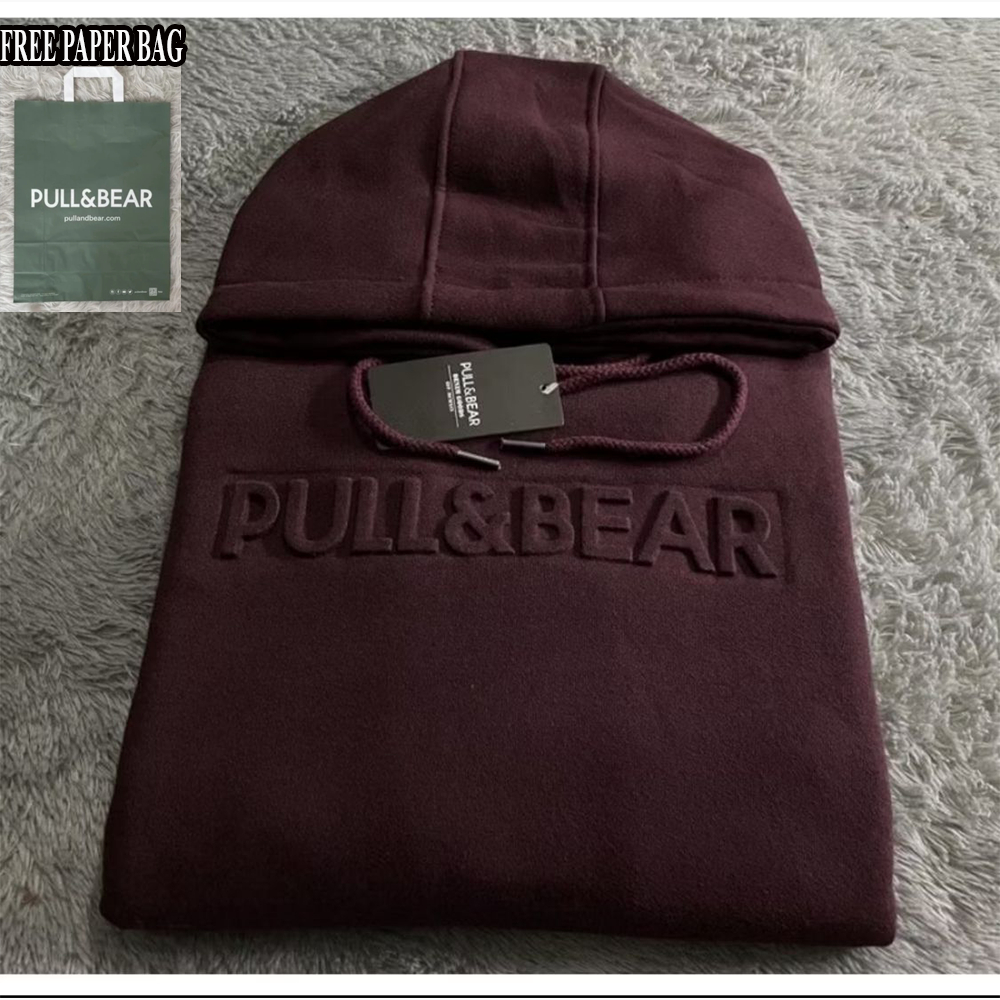 Jual { FREE PAPER BAG } Hoodie Sweater Pull & Bear Emboss 3D Font ...