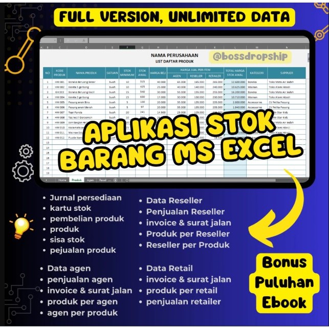 Jual Aplikasi stok barang ms excel full versi, kartu stok barang ...
