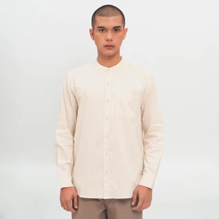 M231 Kemeja Pria Koko Shanghai Polos Panjang Cream 0915A