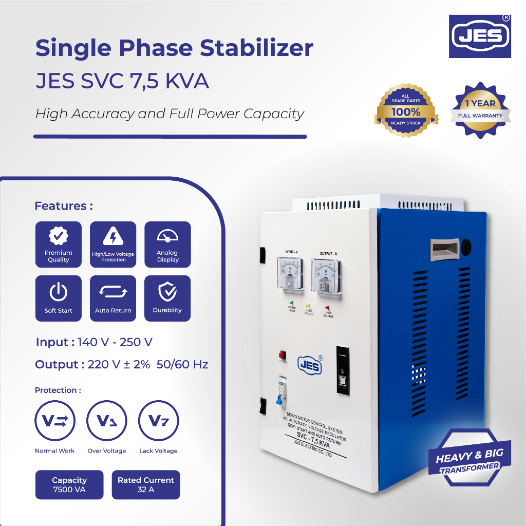 Jual Stabilizer Listrik JES stabiliser 7,5 KVA Stavol Full Otomatis SVC ...