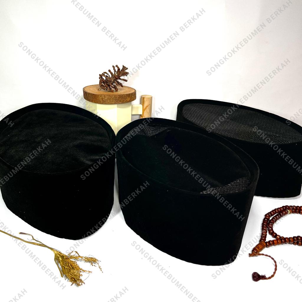 PROMO HARI INI !!! SONGKOK PECI KOPIAH HITAM POLOS DAN AC FULL AC TINGGI 9 CM REAL PICT MURAH