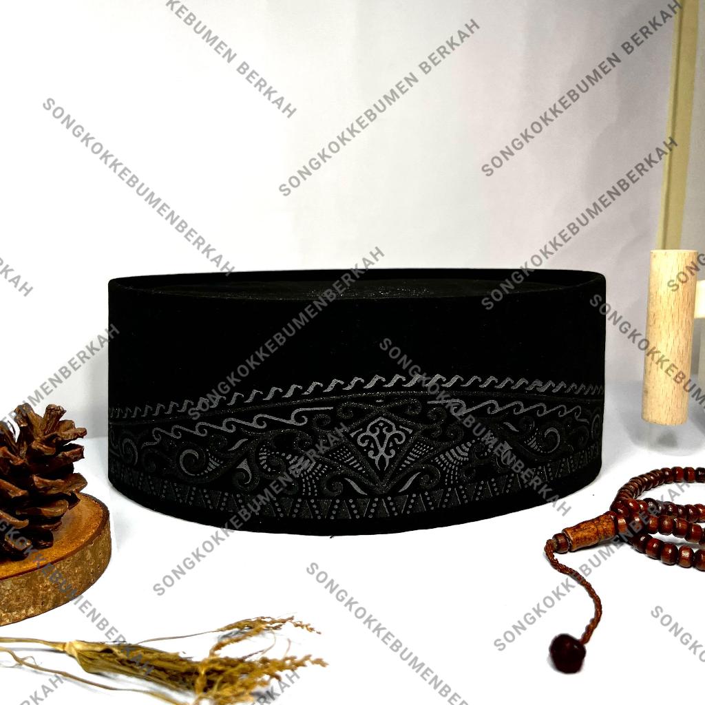 Songkok Batik BR  Hitam motif baru tinggi Normal (9 cm) + Ada Dus Setiap Peci
