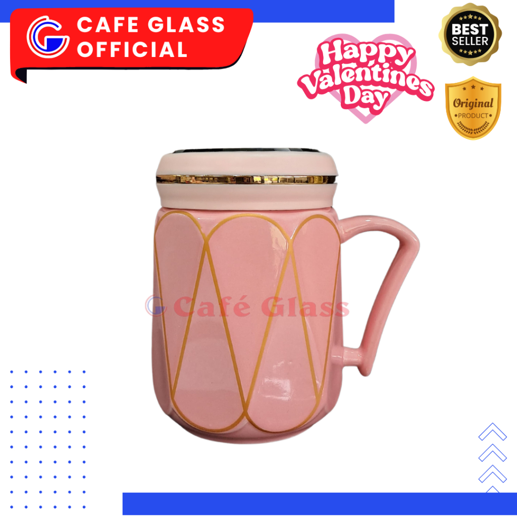 Mug Pink Valentine - Mug Kado Souvenir Hampers - Gelas Keramik Aesthetic