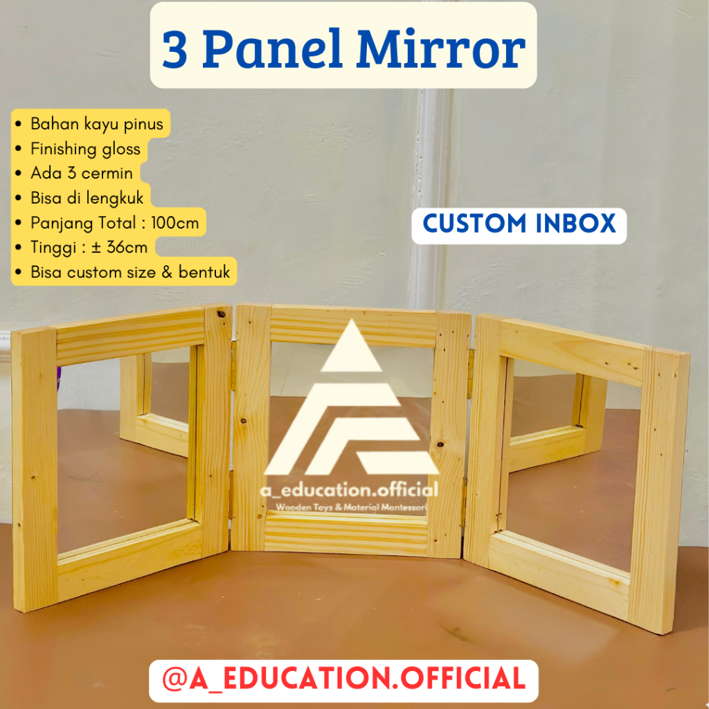 Jual 3 Panel Mirror 3 Way Mirror three Panel Mirror | Shopee Indonesia