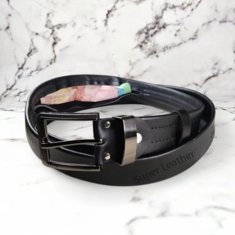 Sabuk Pria/Ikat Pinggang Pria 100% Original Kulit Asli Garut Resleting Premium