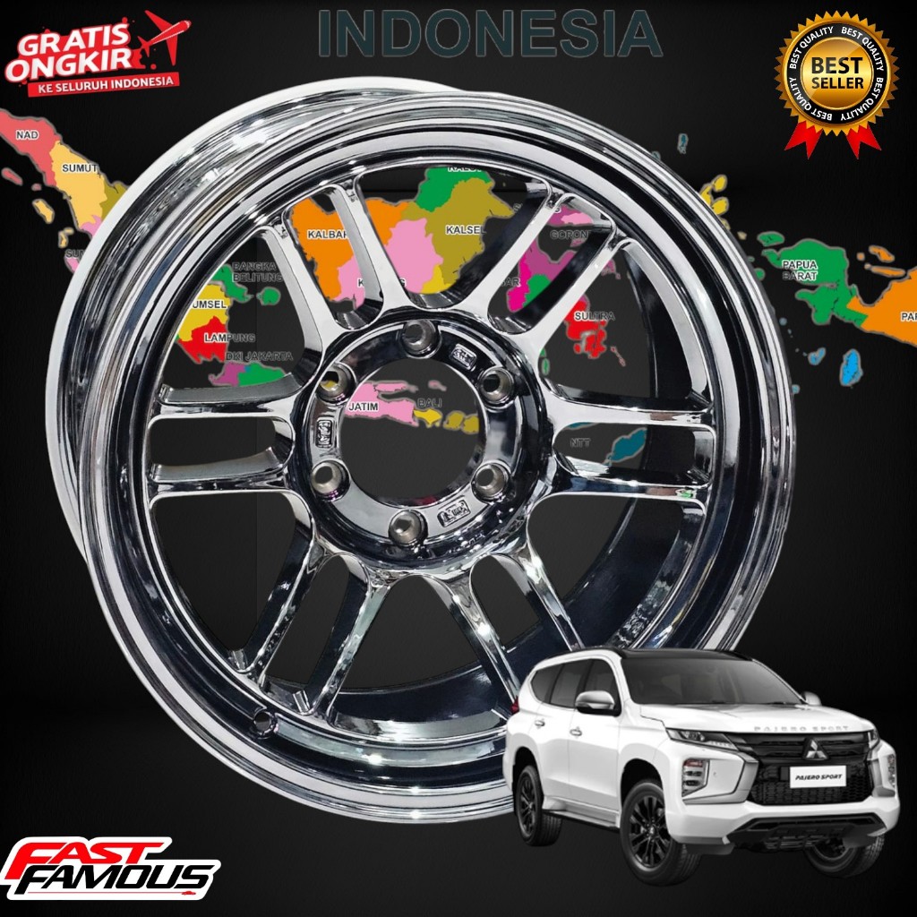 Jual velg rpt balck chrome r18 pajero fortuner triton hillux strada ...
