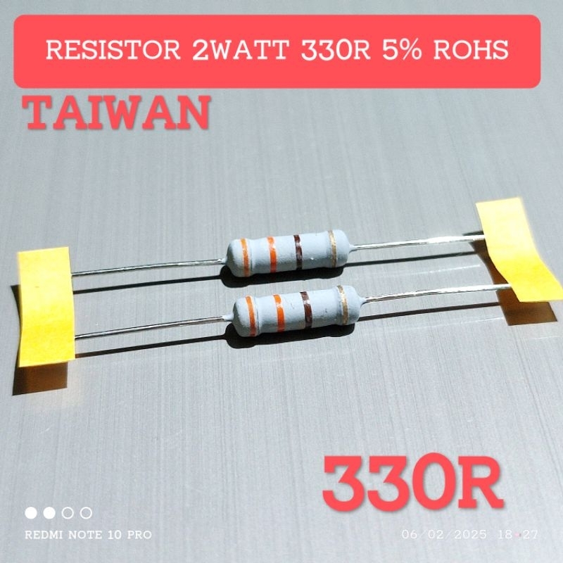 Jual (5 BUAH) RESISTOR 2WATT 2W 330R 330 OHM CF 5% TAIWAN | Shopee ...