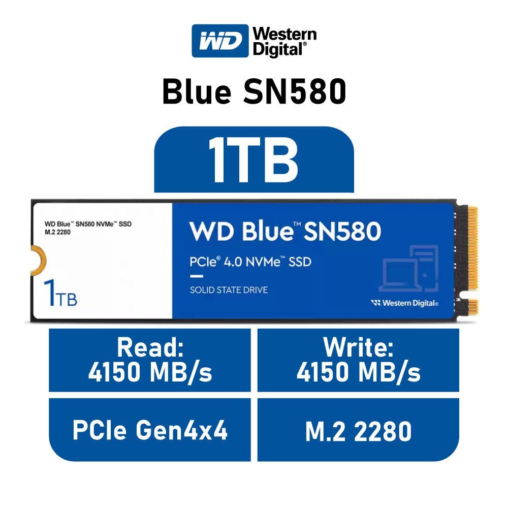 Jual WD BLUE SN580 SSD 1TB - M.2 NVMe 2280 PCIe Gen 4x4 | Shopee Indonesia