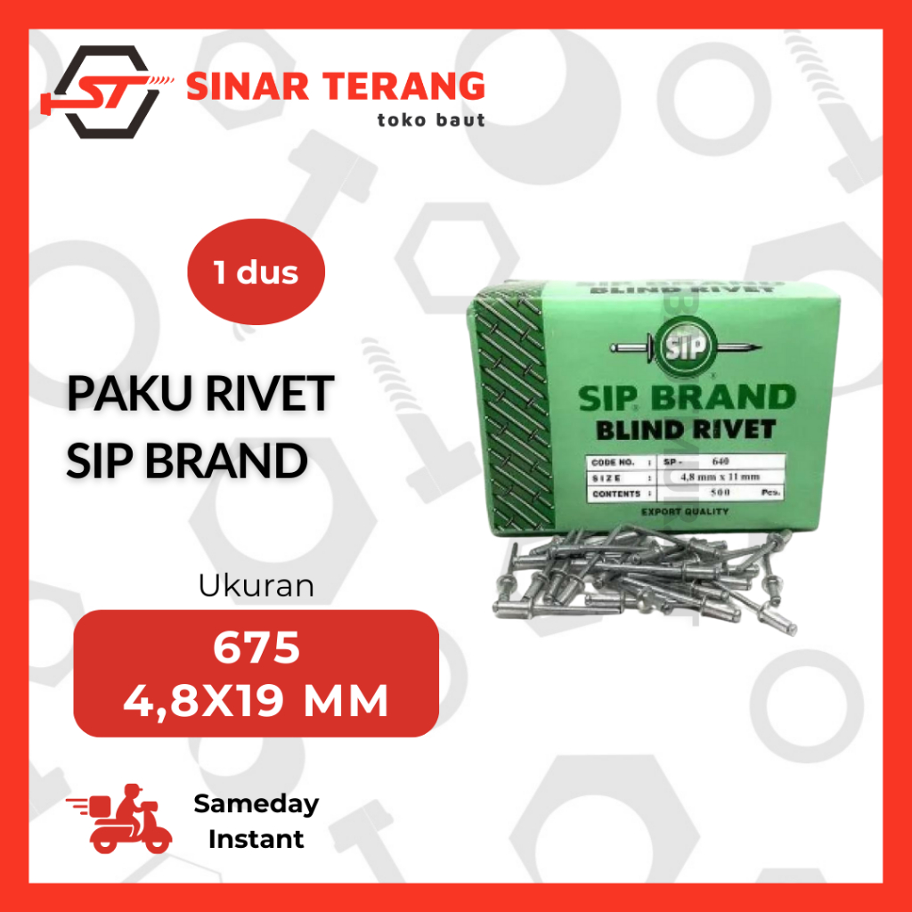 Jual Paku Rivet SP 675 SIP BRAND 4.8 x 19 mm isi 500pcs - Paku Ripet ...