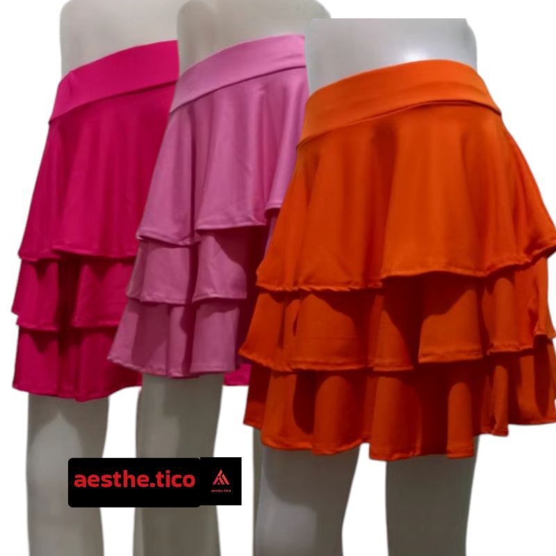 Jual Rok Flowy Susun 3 Polos Bahan Spandek Balon Belly Dance Zumba ...