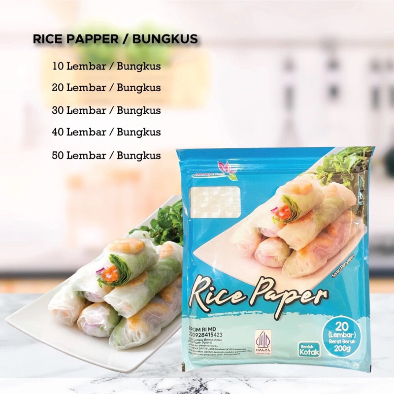 Jual Rice paper bulat dan Rice paper kotak isi (50 lembar) Halal ...