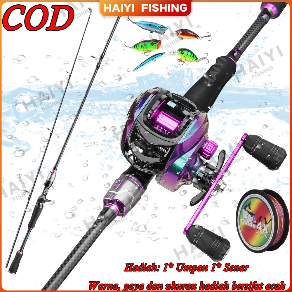 HAIYI FISHING Joran BC Set ML Carbon Holow Pancingan Set Lengkap Joran Pancing Full Set Joran Set Lengkap Joran Casting Set  1.65M/1.8M/2.1M 2 Sections Carbon Holow Max Drag 2-5kg 1 Set Lengkap Kuat COD Set Alat Pancing Murah Pancing 1 Set Murah Dan Kuat