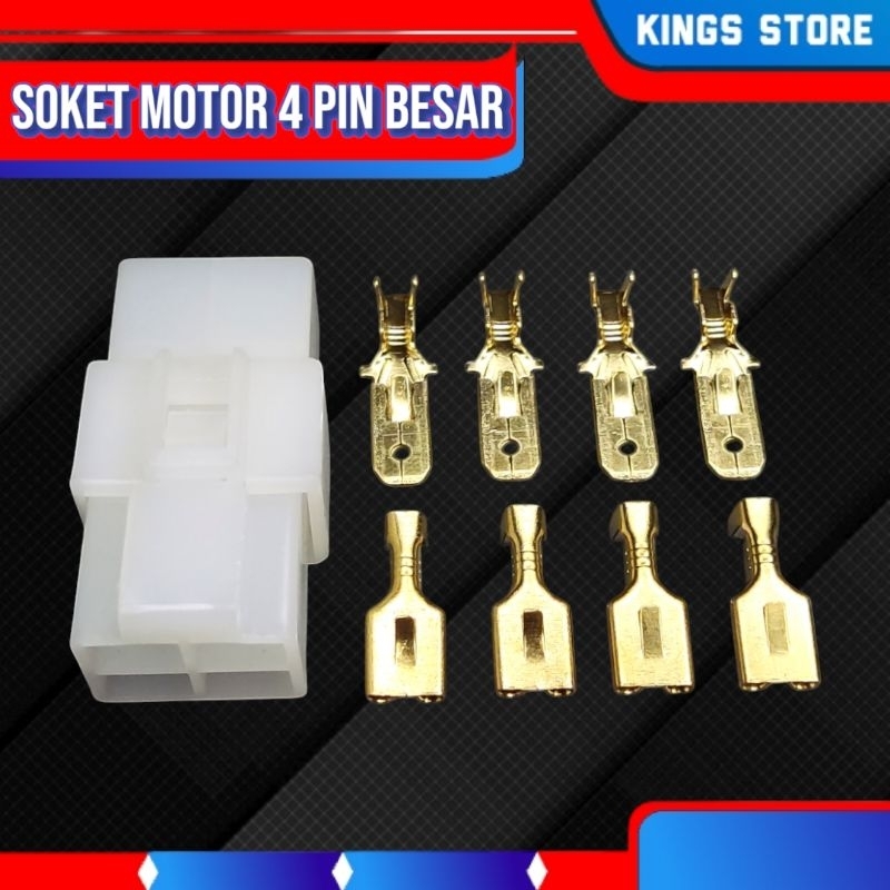 Jual Soket Motor 4 pin Besar ( Jual 10 pasang + skun )/Soket kabel ...
