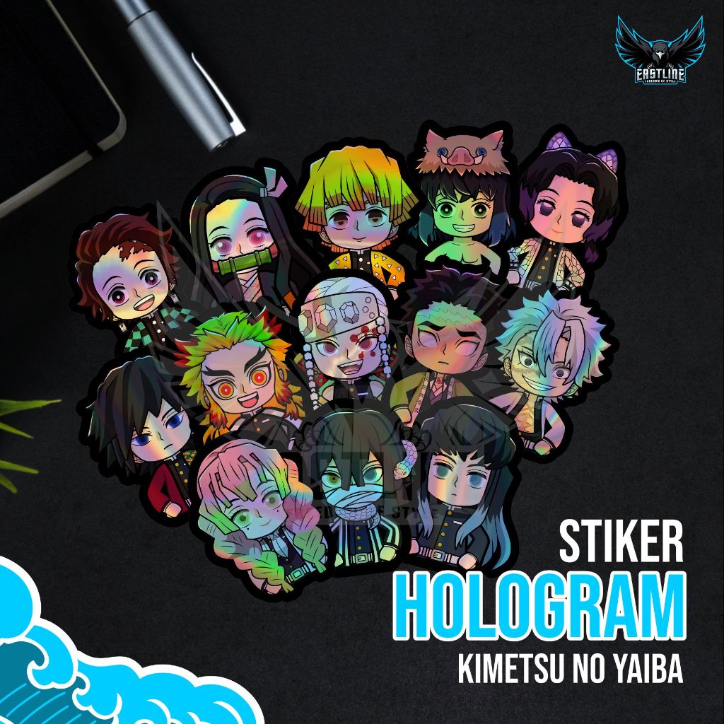 Jual Sticker Stiker Hologram Anime Kimetsu No Yaiba Demon Slayer Chibi ...