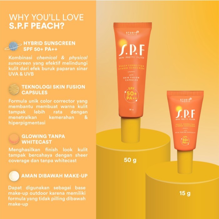 Jual Studio Tropik Tinted Sunscreen SPF 50+ PA++ (Peach) - Skin Pretty ...