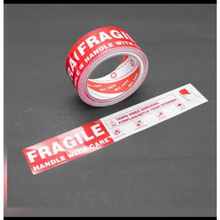 Jual Lakban Fragile 2 inch x 100 yard 300 yard Merah Jangan Dibanting ...