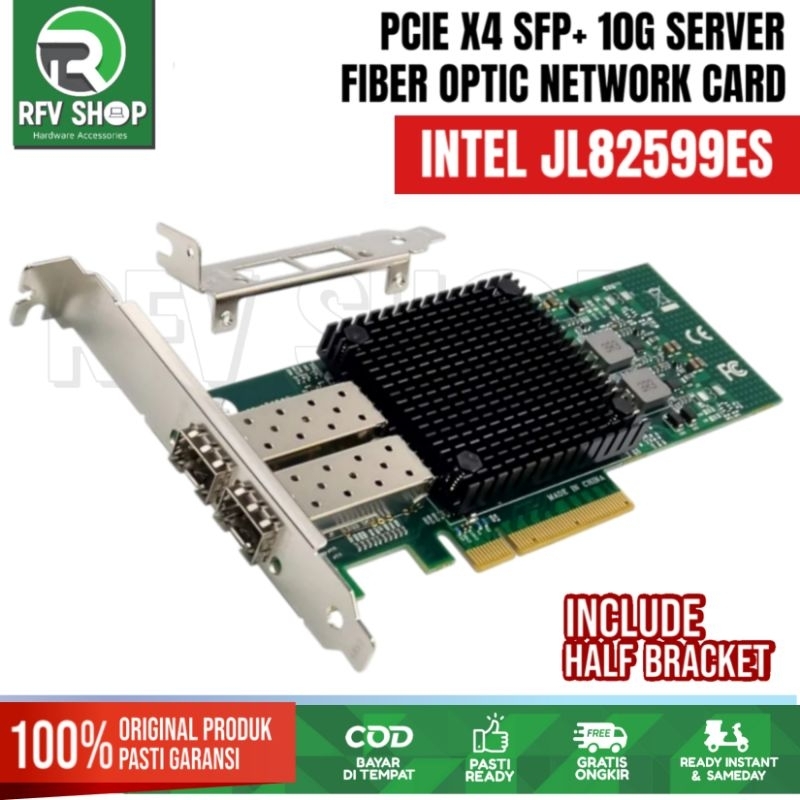 Jual PCIE x8 SFP+ Dual Port 10Gb INTEL JL 82599EN Chip Network Card for ...