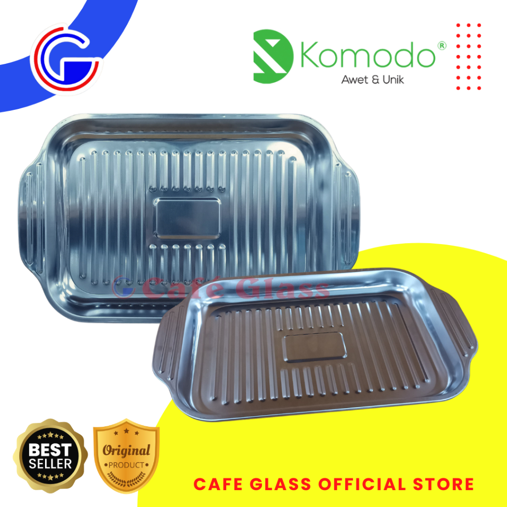 Nampan Stainless Persefi Panjang + Handle - 37Cm 45Cm / Baki Stenlis Serbaguna / Wadah Tempat Saji Makanan / Loyang Stenlis Prasmanan Restoran Katering