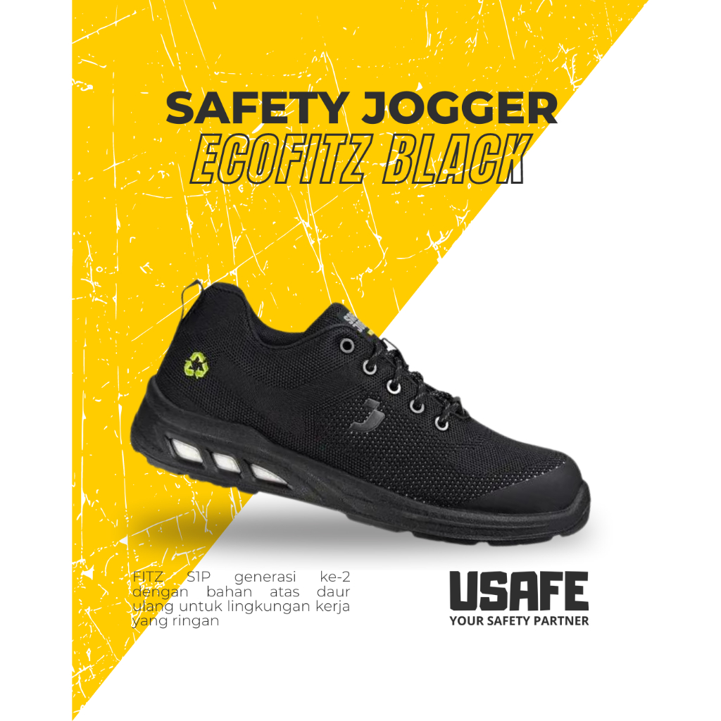 Jual ( GARANSI ) Sepatu Safety Jogger Ecofitz Black Hitam | Shopee