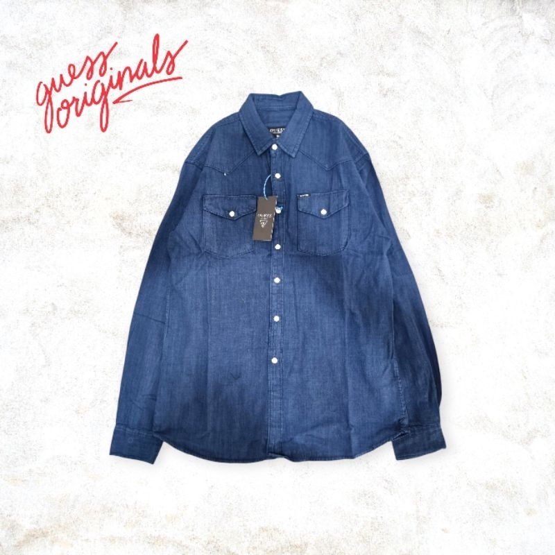 Jual KEMEJA PRIA DENIM GUESS WESTERN SHIRT SUMMER EDITION LENGAN ...