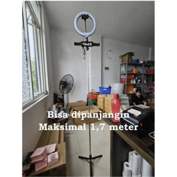 Paket Lampu Ring Light 26cm 33cm Live Dan Tripod Tongsis 1 7 Meter Free 3 Holder Hp Live Studio