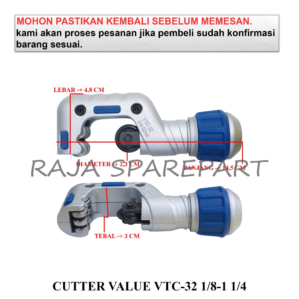 Jual CVK3 CUTTER PIPA AC VALUE / VTC-32 / CUTTER VALUE VTC-32 1/8-1 1/4 ...