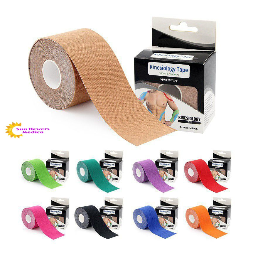 GTAGKOMMEN Kinesio Tape Nero 3 Rotoli 5m X 5cm: Elastico, Impermeabile, Per Supporto Muscolare E Articolare - 2
