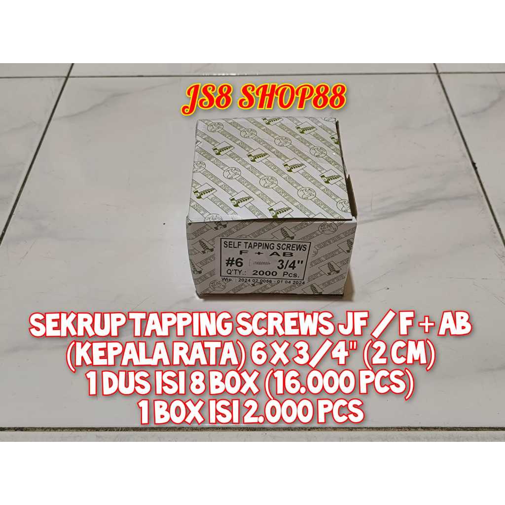 Jual SKRUP KEPALA RATA 6x3/4 SEKRUP TAPPING SCREWS BESI KEPALA FAB / JF ...