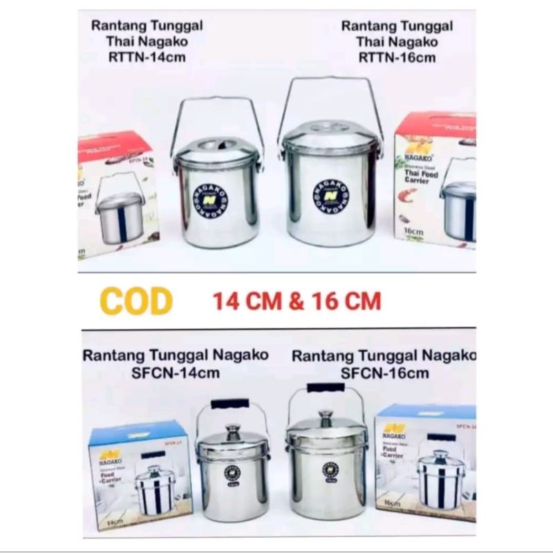 Jual Rantang Tunggal NAGAKO Stainless Steel Ukuran 14 CM / 16CM THAI ...