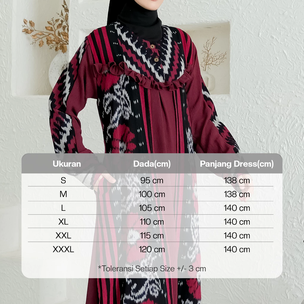 Gamis Dress Kondangan Pesta Mewah Elegan Busui Mix Tenun Troso SHIRINZEIN Rahayu tampilan keseluruhan