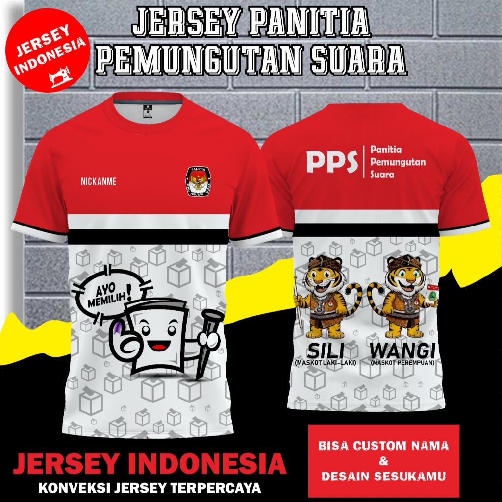 Jual Jersey PPS KPPS Pilkada 2024 Free Custom Nama dan ganti Maskot ...