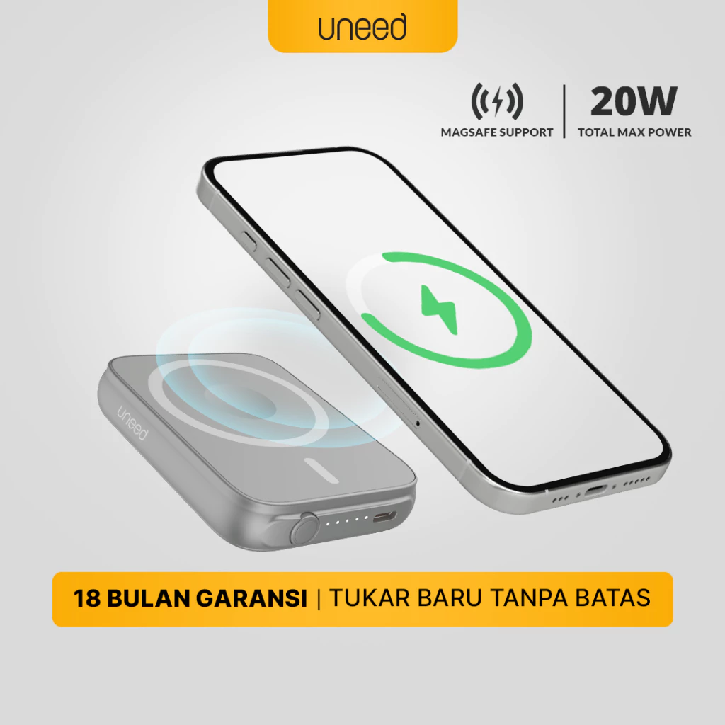 UNEED MagBox B9 Mini Powerbank Wireless Magnetic with Smartwatch Charger 5.000mAh 20W QC PD - UPB562