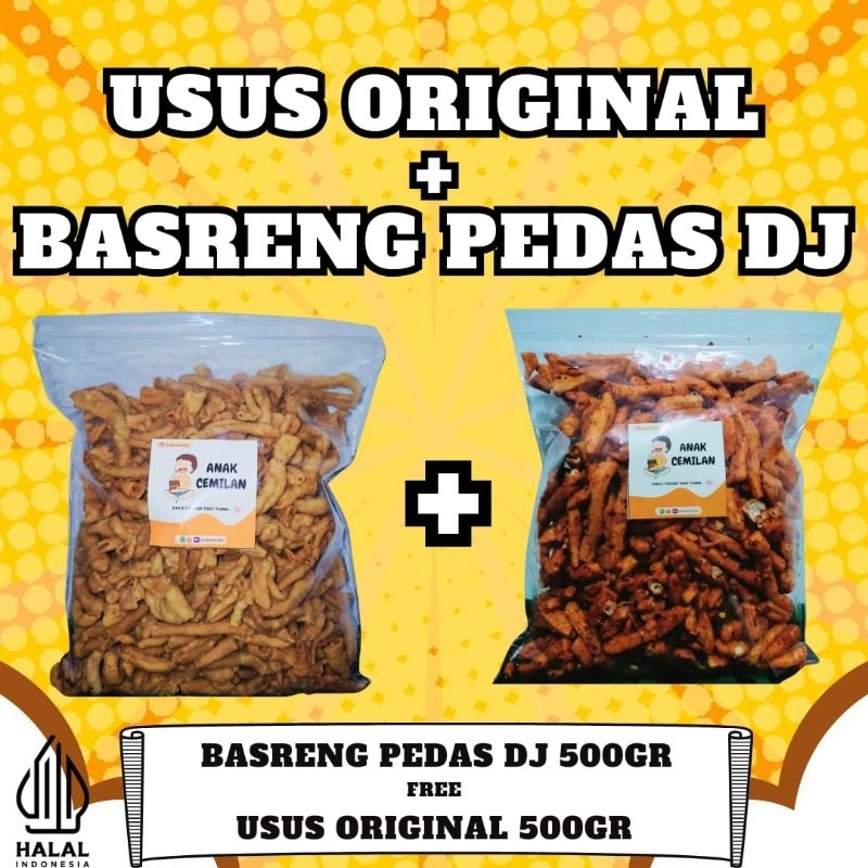 Jual FLASH SALE!! 500gr Usus Ayam Crispy dan 500g Basreng Pedas Daun ...