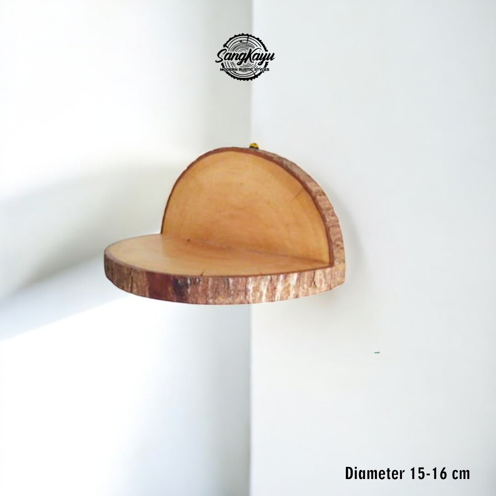 Jual SangKayu Wooden Wall Shelves D 15-16 cm Rak Dinding Kayu Alami ...