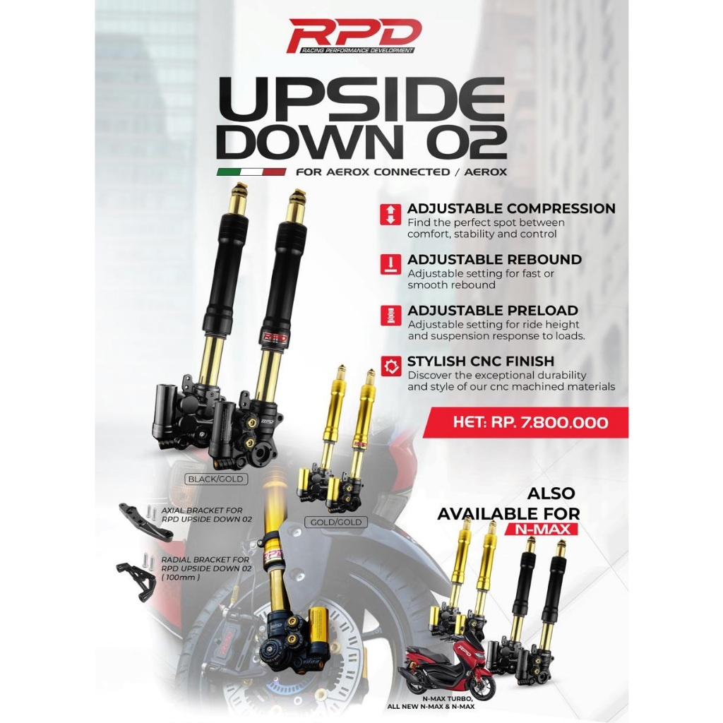 Jual RPD 02 Shock Depan Aerox / Aerox Connected Upside Down Suspension ...