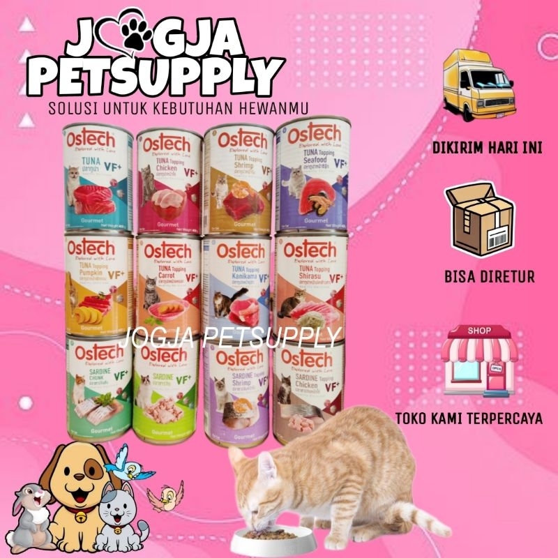 Jual Makanan basah kucing ,Ostech can VF + 400g High protein | Shopee ...