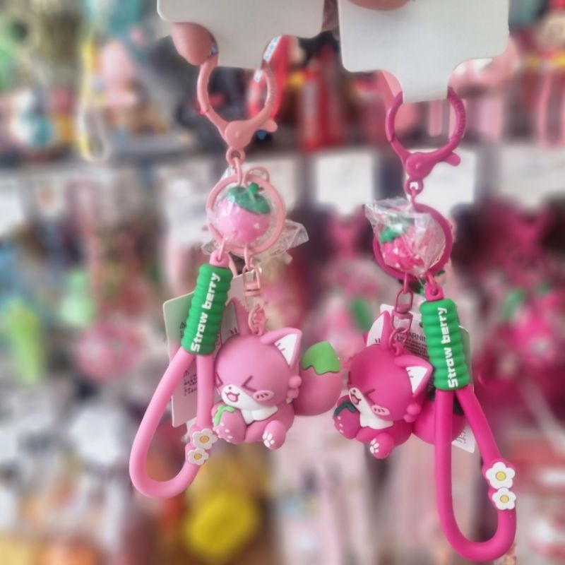 Jual Miniso Keychain Strawberry Scented Little Fox Gantungan Kunci ...