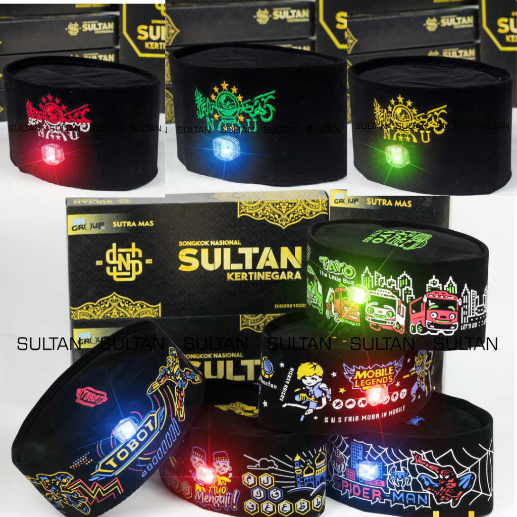 Jual Peci Lukis NU Karakter Anak LED Kopiah Kopyah Songkok Black ...
