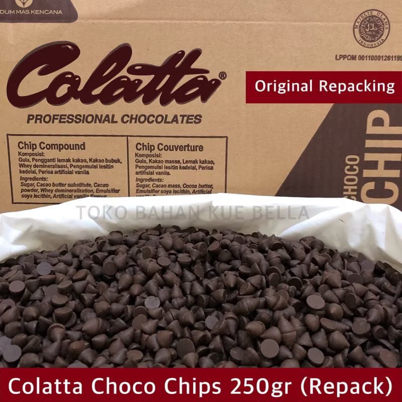 Jual CHOCOCHIPS COLATTA/ CHOCOCHIPS /KERUCUT KEMASAN REPACK 250GR ...
