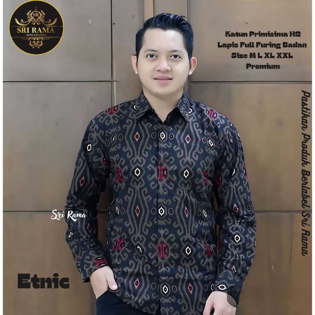 Jual Etnic Kemeja Batik Pria Lengan Panjang by Batik Sri Rama | Shopee ...