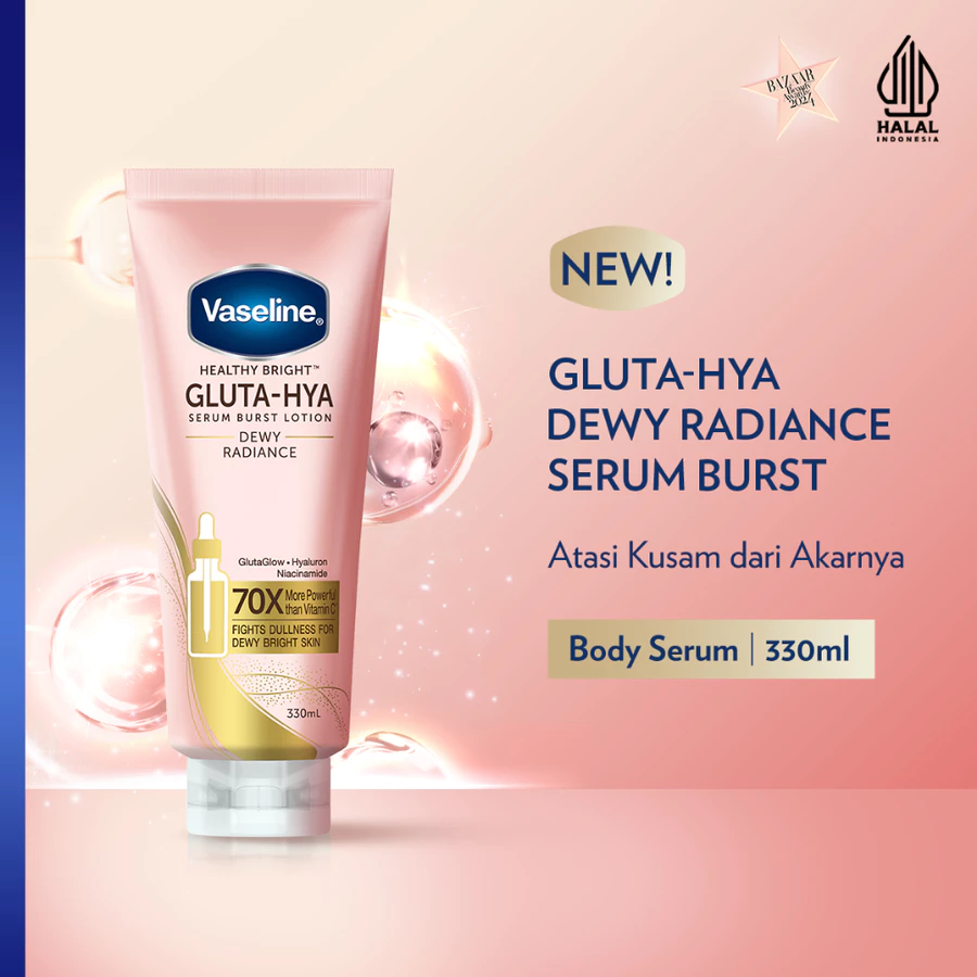 Vaseline Gluta-Hya Body Serum Brightening Dewy Radiance 