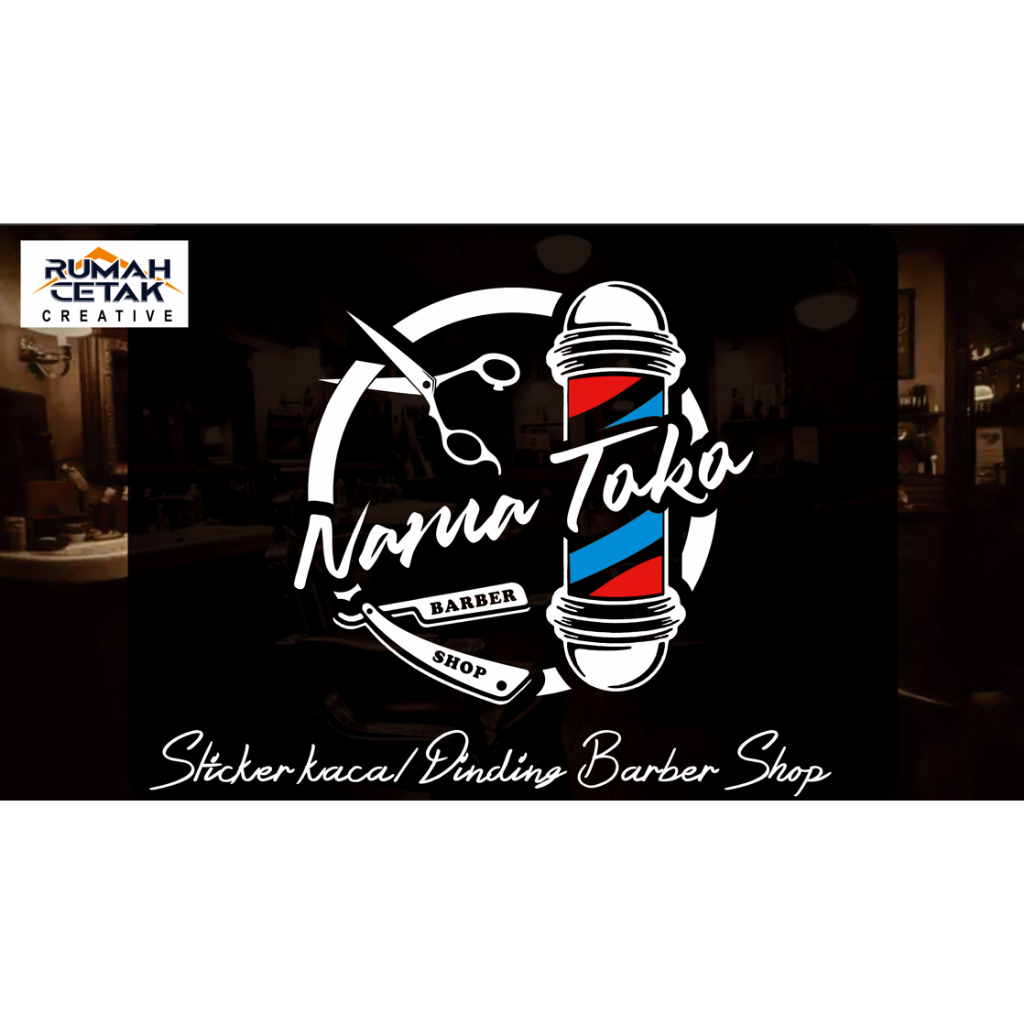 Jual Wall Cutting Sticker Stiker Dinding kaca Barber Shop free custom ...
