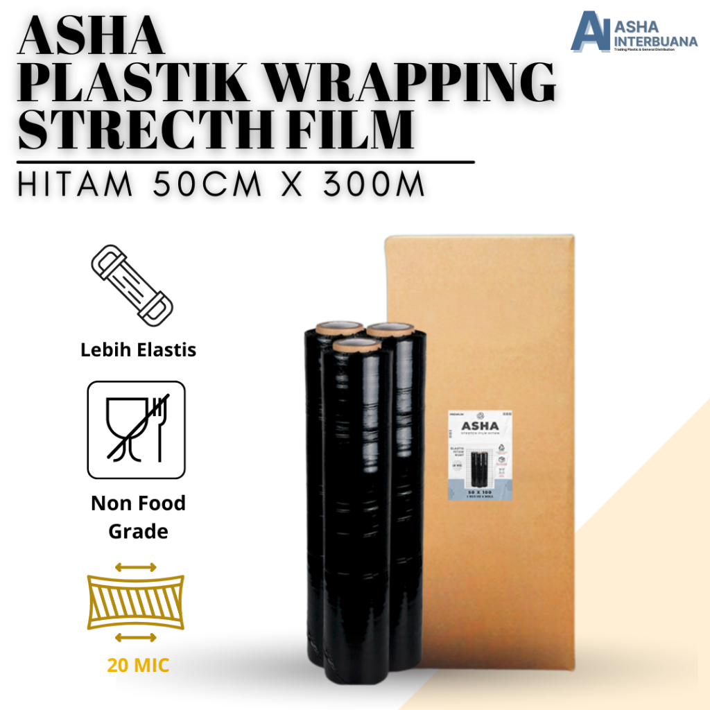 Jual ASHA Plastik Wrapping Barang Hitam Wrapping Barang 50CM X 300M ...