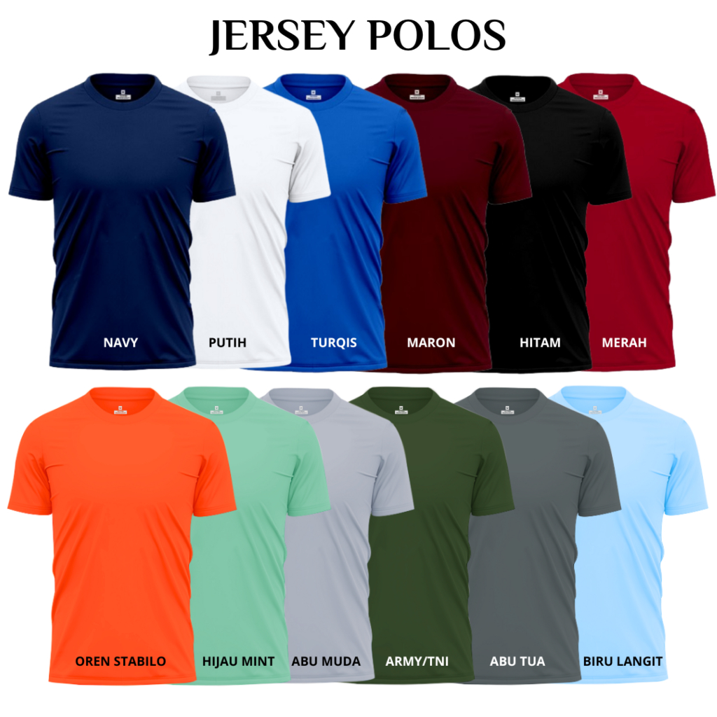Jual Kaos Polos / Jersey Polos / Baju Polos / Atasan Olahraga Polos ...
