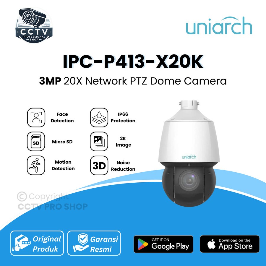 Jual Uniarch Camera IPC-P413-X20K 3MP, PTZ 20x optical zoom, PTZ Dome ...