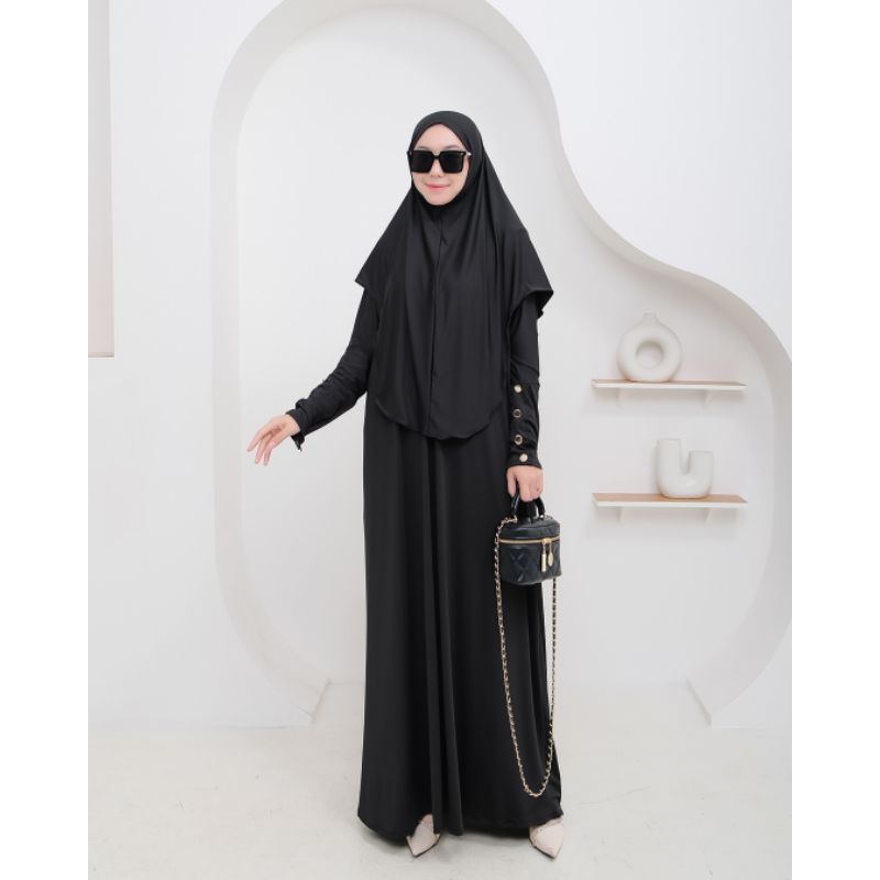 Jual Gamusy Abaya Set Khimar Wanita Dress Gamis Muslimah Syari